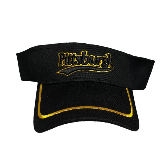 Pittsburgh Visors Mens OS Black Yellow New Strap Back Adjustable - Picture 1 of 6